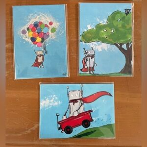 Robot Art Prints Set of 3   5x7”